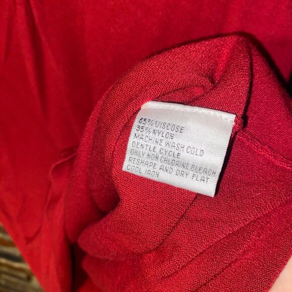 Talbots Red Knit V-Neck Pullover Sweater Women's Size PL Petite Large - Picture 5 of 6